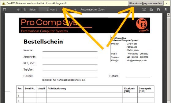 PDF-Schnellansicht stellt PDF-Formular nicht korrekt dar